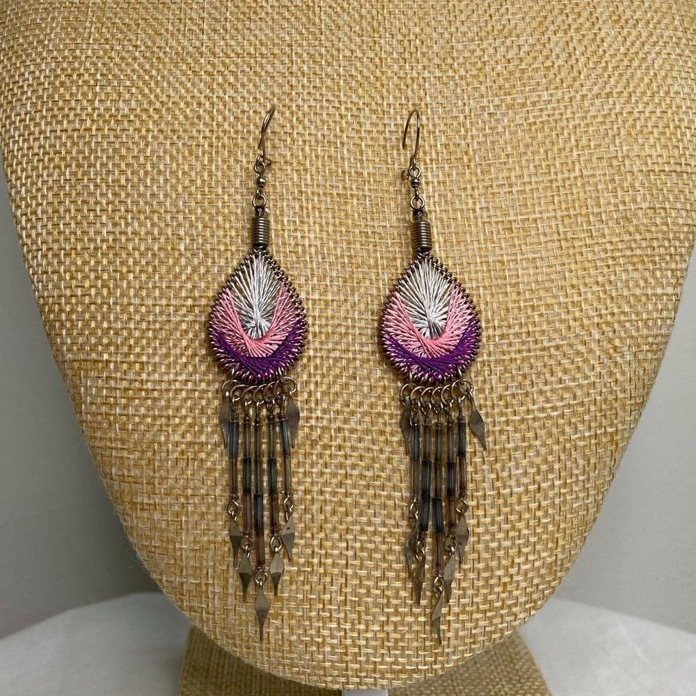 Silver Long Boho Dangly Earrings